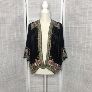 Johnny Was Velvet Short Cardigan